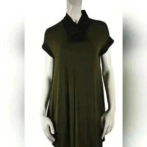 MARIE SAINT PIERRE Green Asymmetrical  Tunic Stretch Dress Medium Canada